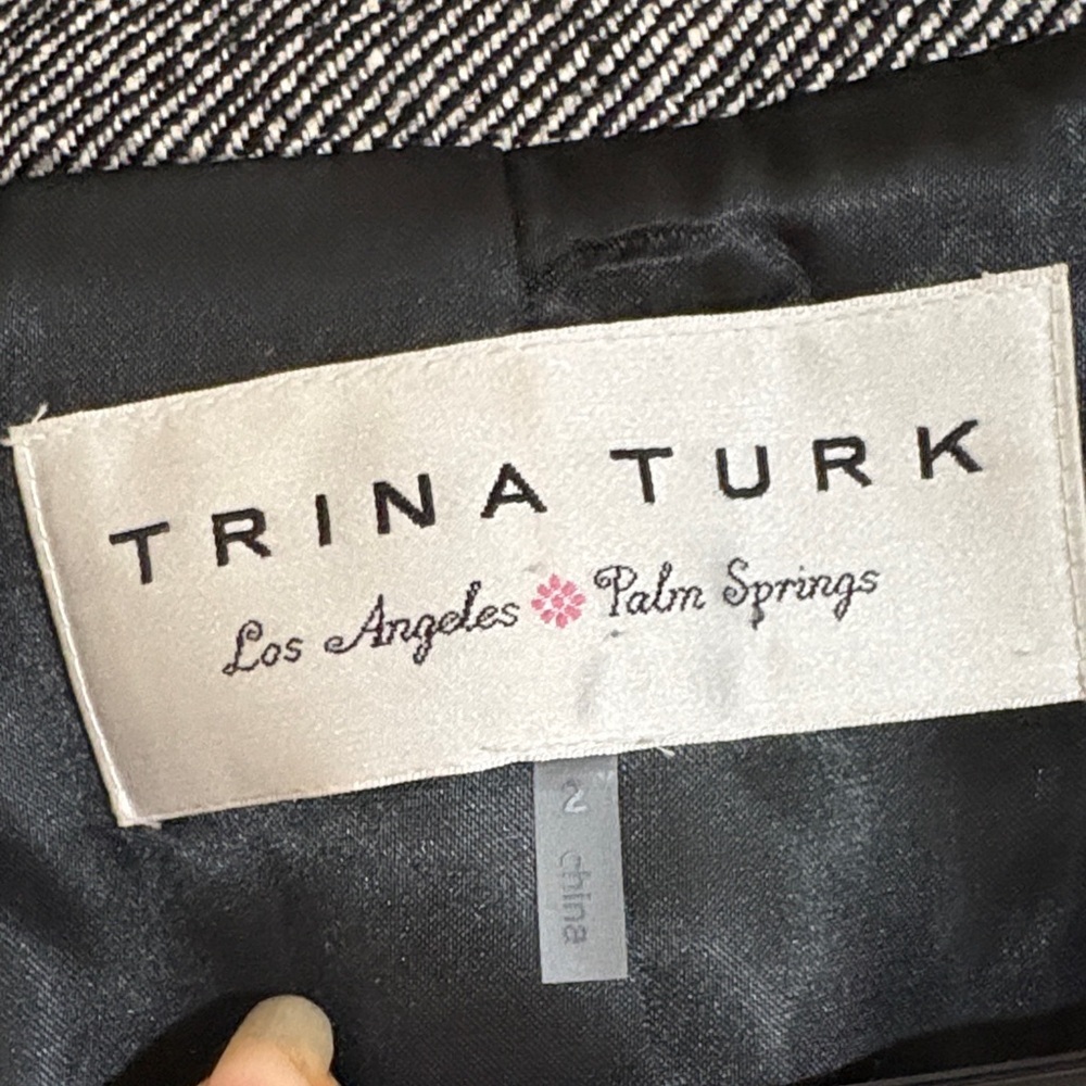 Trina Turk Women's Gray Blazer with Black Trim - Picture 2 of 16